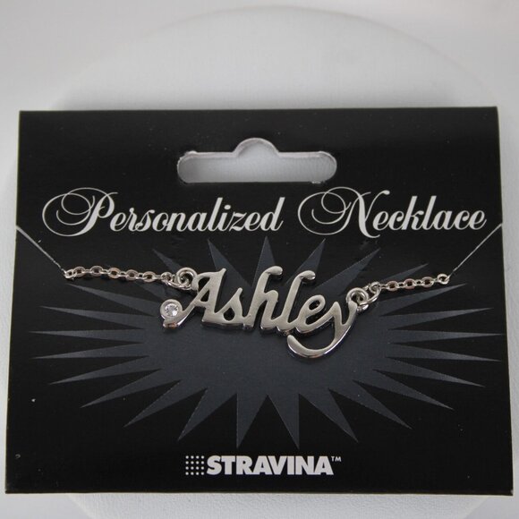 ASHLEY Name Silvertone Rhinestone 14.5" w 4.5" Multi Ring Extender Necklace - Picture 1 of 12